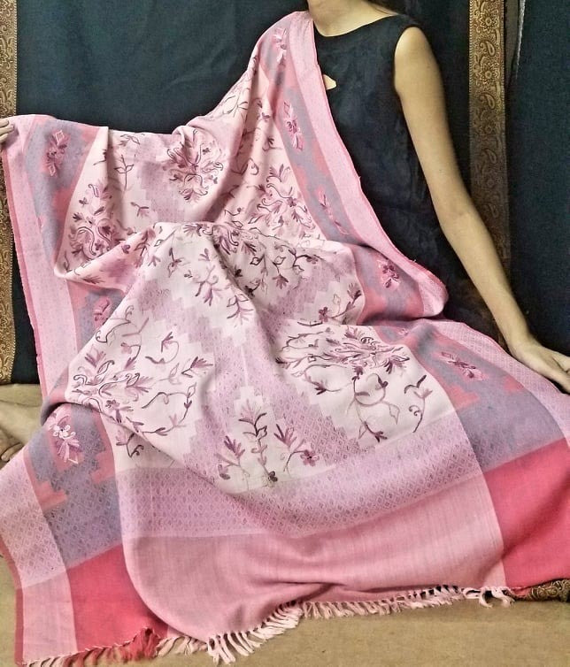 Pink-shaded Wool Shawl