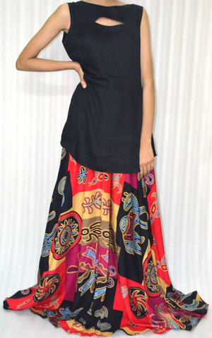 Animal Pattern Linen Long Skirt