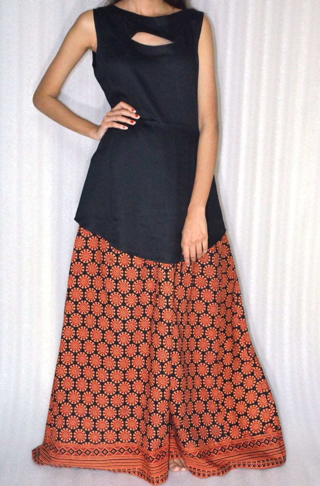 Khaadi Ajrak Cotton Long Skirt