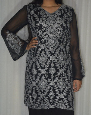 Black Chiffon Long Tunic