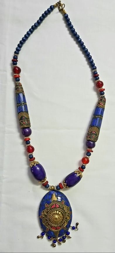 Beads and Metal Long Necklace